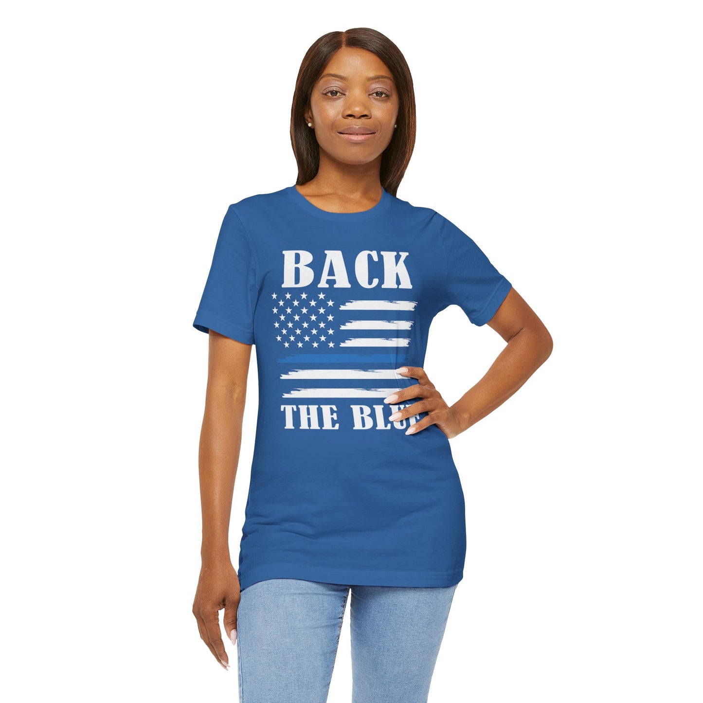 BACK THE BLUE Flag, Graphic Unisex Short Sleeve Tee