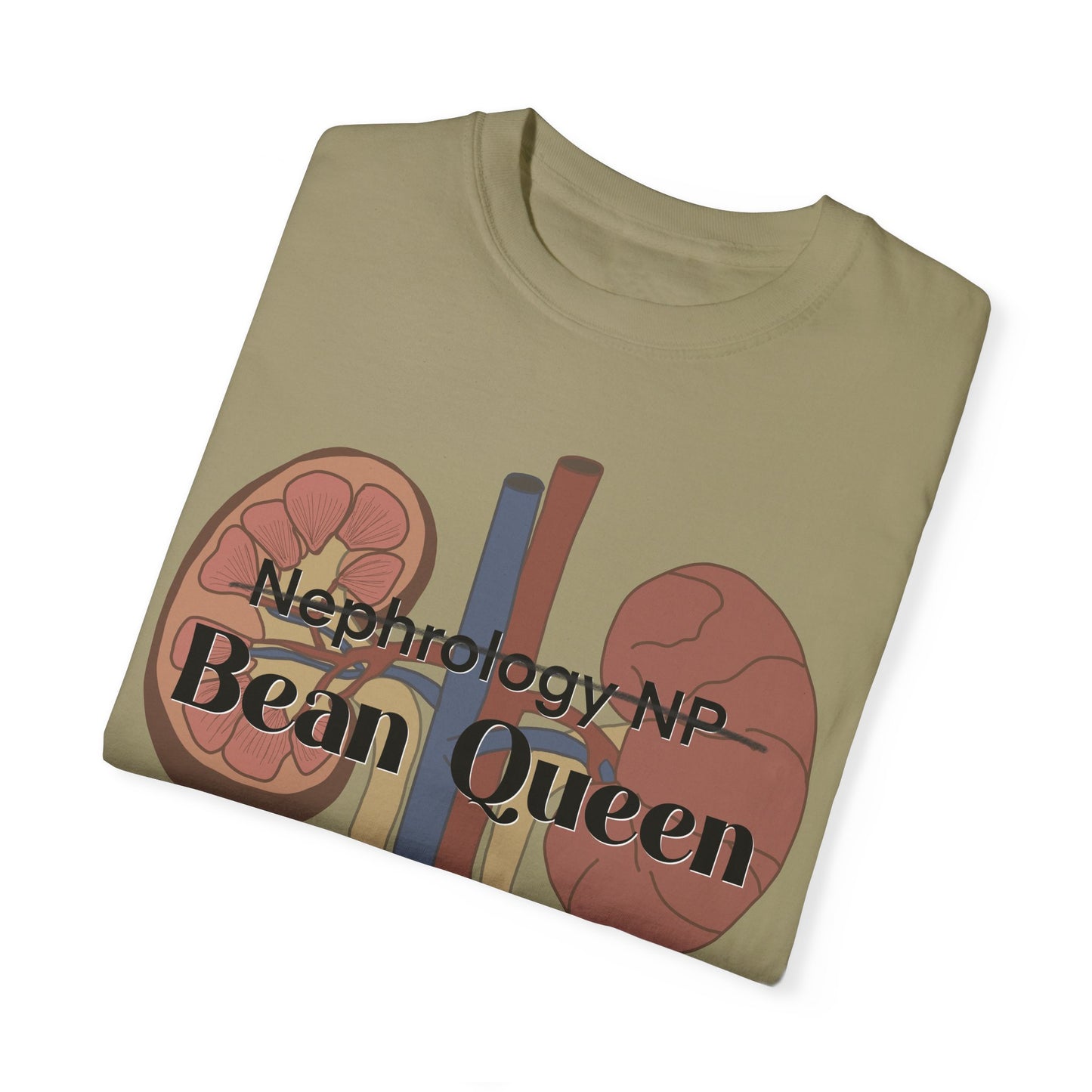 Nephrology NP Bean Queen, Graphic Unisex Garment-Dyed T-shirt