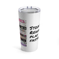 Stop/Eject Rewind Play FFwd 80s Movie Stack of VHS Tapes - 20oz Stainless Steel Tumbler