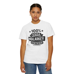 100% USDA Malarkey Certified T-Shirt, Funny Tee, Gift for Farmers, Humorous Apparel, Casual Wear, Agricultural Humor