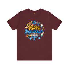 Happy Hanukkah Menorah - Unisex Jersey Short Sleeve Tee