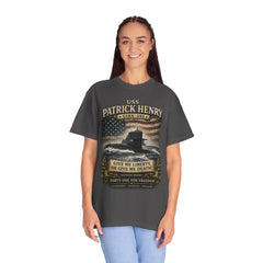 USS Patrick Henry SSBN 599 Submarine T-Shirt with a quote from its namesake
