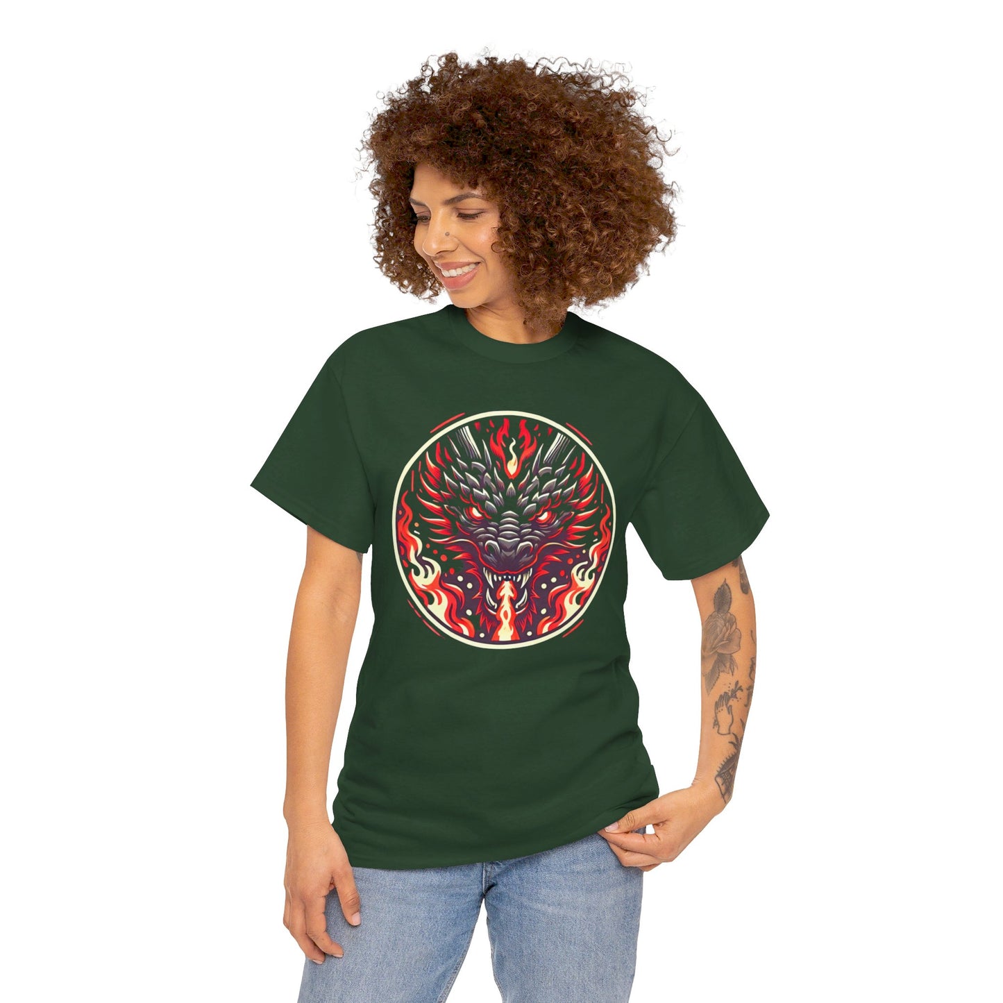 Fiery Fire Dragon - Graphic Unisex Heavy Cotton Tee