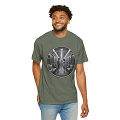 Don;t Stop Believing Subway Reflection T-Shirt — Vintage Black & White Urban Photo Tee