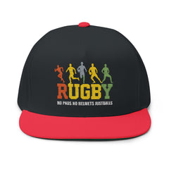 Rugby Players Embroidered Flat Bill Cap — Multicolor Team Sports Hat