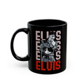 1970S Elvis In Black Leather On Stage Graphic - Black Mug (11oz, 15oz)