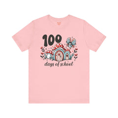 100 DAYS OF SCHOOL Toadstool House - Unisex Short Sleeve Tee | Elementary School Holiday, Teacher Apparel, Kids Motivation, Teacher Sarcasm