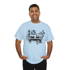 Abstract Retro Racing Car Unisex Heavy Cotton Tee | Perfect for Car Enthusiasts, Father's Day Gift, Casual Wear, Vintage Style, Unique Graphic Shirt
