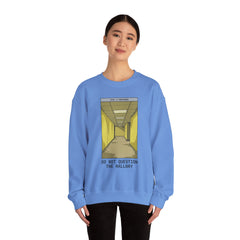 Crewneck Sweatshirt "Do Not Question the Hallway" – Retro Yellow Corridor Graphic