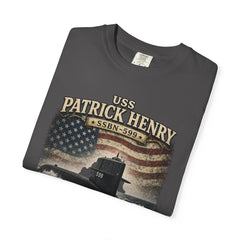 USS Patrick Henry SSBN 599 Submarine T-Shirt with a quote from its namesake