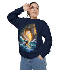 Adventure Kayak Sweatshirt — Comfort Colors Sunset Sea Arch Graphic