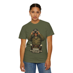 Graphic T-Shirt — Vintage WWII General George Patton Binoculars Design with "Rommel You Magnificent Bastard" Text