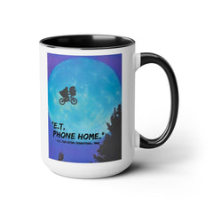 ET Phone Home Mug: 15oz Two-Tone, Retro Movie, Pop Culture Gift