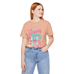 Summer Vibes Tee — Pastel Seashell Bow Beach T-Shirt