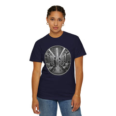 Don;t Stop Believing Subway Reflection T-Shirt — Vintage Black & White Urban Photo Tee