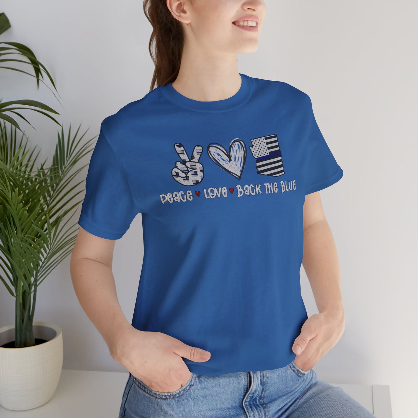 Peace Love Back The Blue in Arizona, Graphic Unisex Short Sleeve Tee