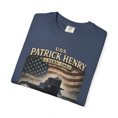 USS Patrick Henry SSBN 599 Submarine T-Shirt with a quote from its namesake
