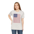 Personalized Dog Silhouette on American Flag - Tell us your dog breed, Unisex Short Sleeve Tee, Golden Retriever Silhouette Shown, Patriotic Shirt, Patriotic Pooch