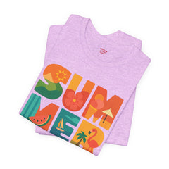 Summer Graphic Tee — Colorful Tropical "SUMMER" Typography T-Shirt