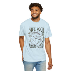 Whales, Life Look Better Under Water -  Graphic Unisex Garment-Dyed T-shirt