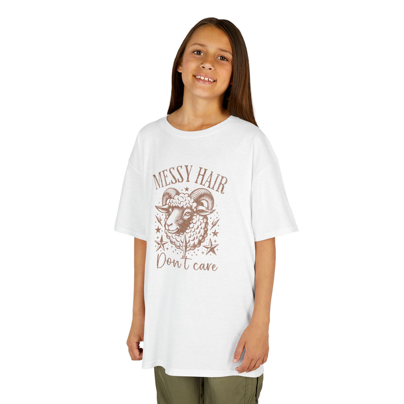 Graphic Kids Tee - Messy Hair Don't Care Sheep