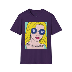 NO WORRIES Glass Wearing Pop Art Blonde Girl Unisex Softstyle T Shirt