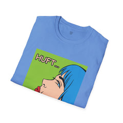 Pop Art Gal T-Shirt featuring Blue Hair and Red Lips Unisex Soft Style Shirt