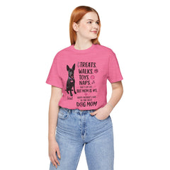 Personalized Your Dog and its name Mother's Day T-Shirt — 'Treats. Walks. Toys. Naps.