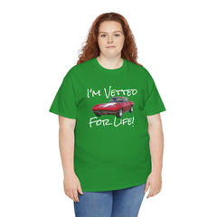 Red Corvette Summer Unisex Tee - I'm Vetted For Life Front and Back Image T Shirt