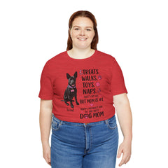 Personalized Your Dog and its name Mother's Day T-Shirt — 'Treats. Walks. Toys. Naps.