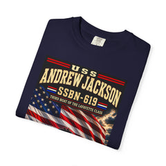 USS Andrew Jackson SSBN-619 Navy Submarine Tee — "One Man With Courage Makes a Majority"