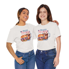Happy 4th Of July Burger and Mug Graphic, Unisex Jersey Short Sleeve Tee