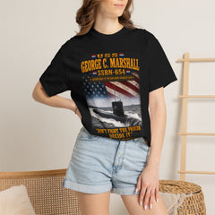 USS George C. Marshall SSBN-654 Submarine T-Shirt — "Don't Fight the Problem, Decide It" Patriotic Navy Tee