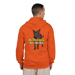 Personalized with your dogs image Zip Hoodie — "My Therapist Has a Wet Nose" Graphic