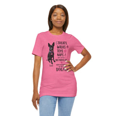 Personalized Your Dog and its name Mother's Day T-Shirt — 'Treats. Walks. Toys. Naps.