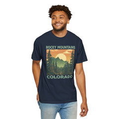 Rocky Mountains Colorado Graphic, Comfort Colors Soft Relaxed Fit Unisex Garment-Dyed T-shirt