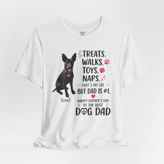 Personalized Dog Dad T‑Shirt — "Treats. Walks. Toys. Naps." Father's Day Gift