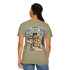 Back Graphic "Who Let the Dogs Out?" Baldwin Harbor Animal Hospital Cute Vet Clinic T Shirt