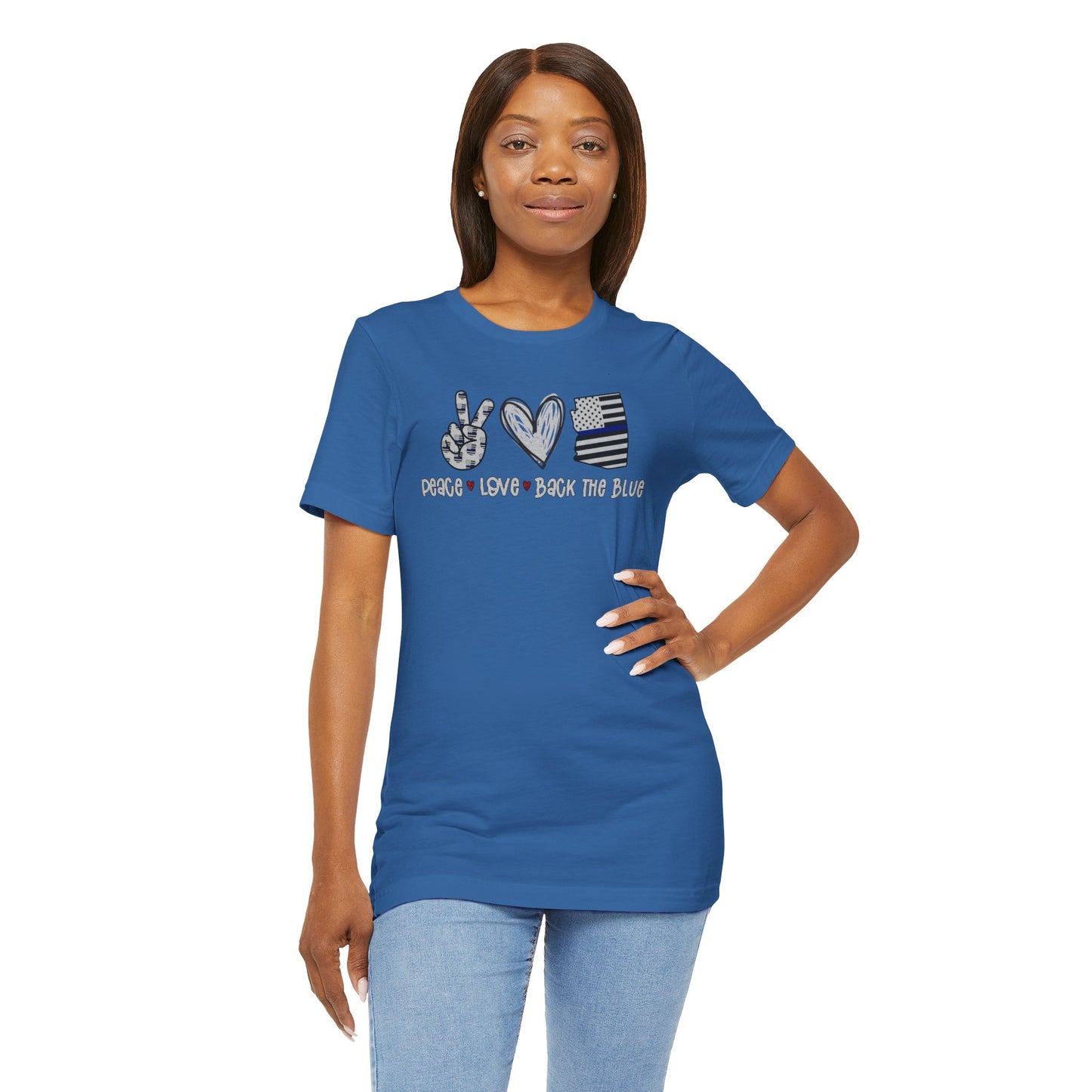 Peace Love Back The Blue in Alaska, Graphic Unisex Short Sleeve Tee