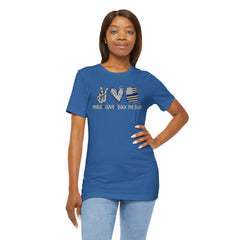 Peace Love Back The Blue in Alaska, Graphic Unisex Short Sleeve Tee