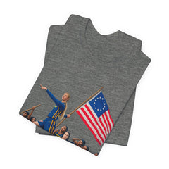 Historical Fever Patriot T‑Shirt — Revolutionary Flag Rowboat Design