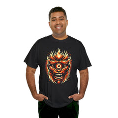 Flaming Fire Cyclops - Graphic Unisex Heavy Cotton Tee