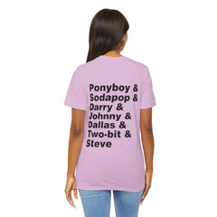 The Outsiders Shirt, Front and Back Images, Greasers Characters Shirt, Unisex Jersey Short Sleeve Tee