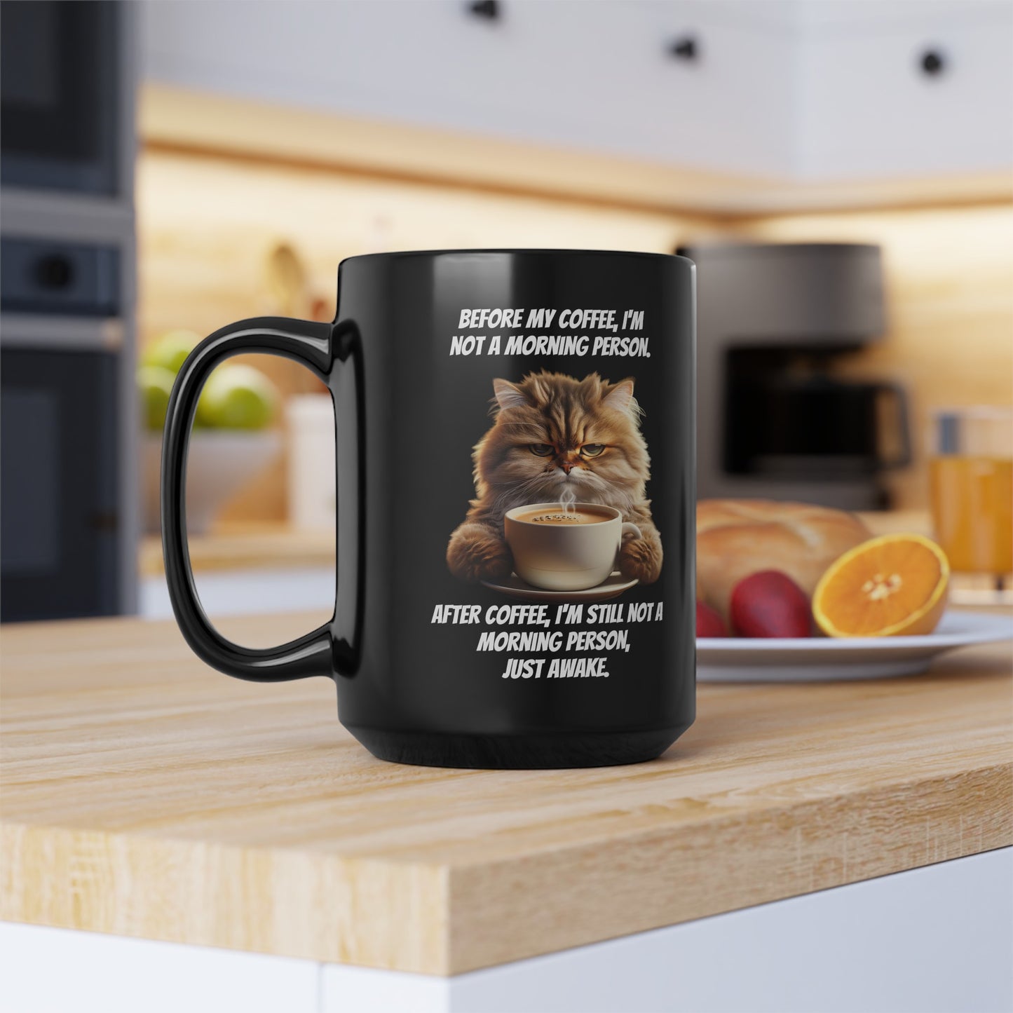 Grumpy Cat Not A Morning Person Quote Mug, 15 oz