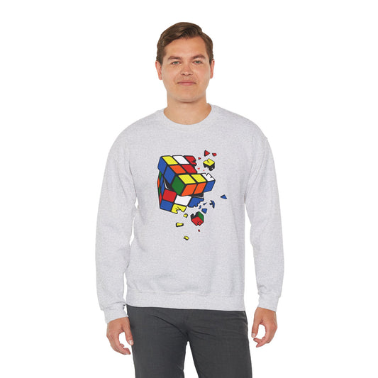 Cracked Rubik's Cube Unisex Heavy Blend™ Crewneck Sweatshirt