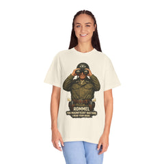 Graphic T-Shirt — Vintage WWII General George Patton Binoculars Design with "Rommel You Magnificent Bastard" Text