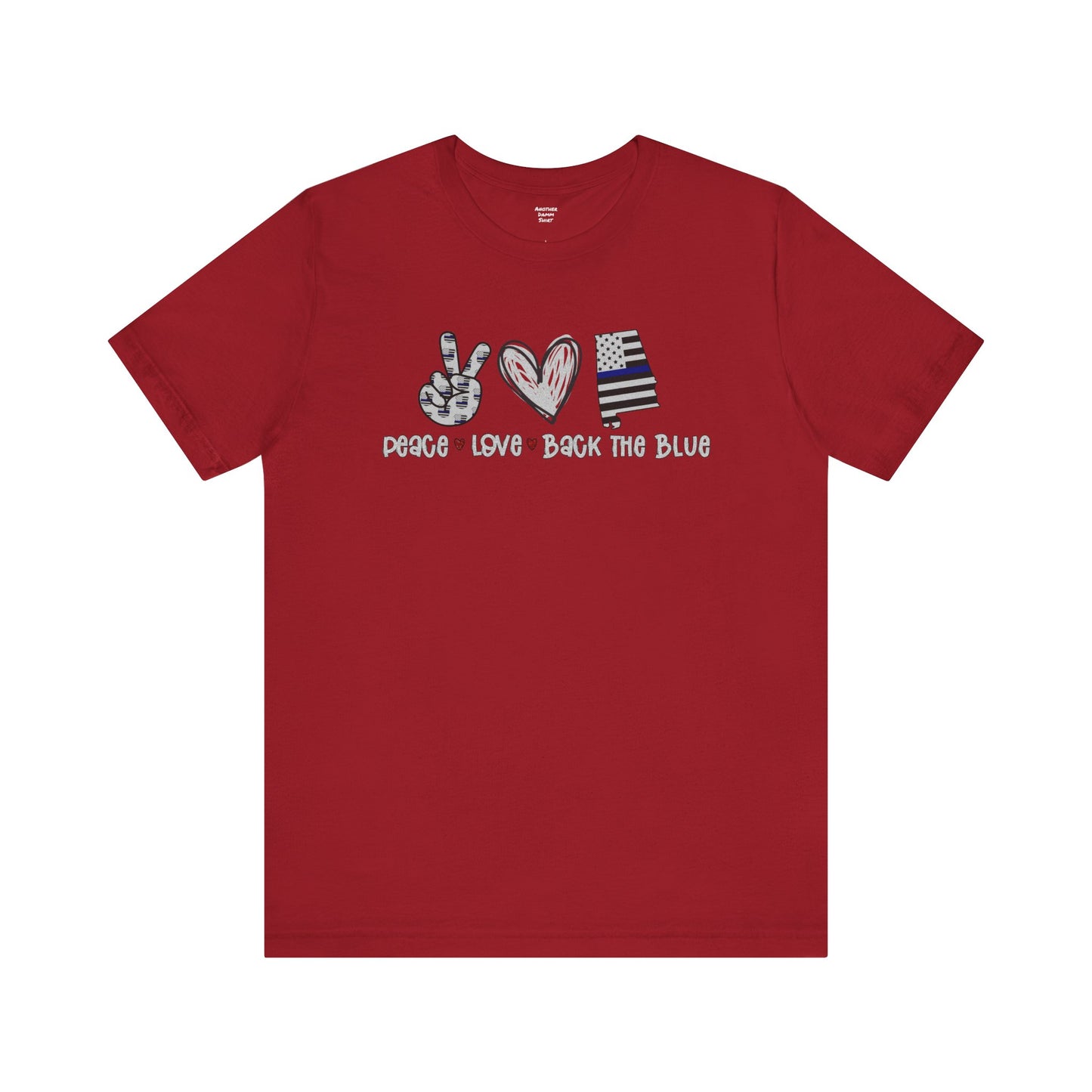 Peace Love Back The Blue in Alabama, Graphic Unisex Short Sleeve Tee