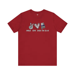 Peace Love Back The Blue in Alabama, Graphic Unisex Short Sleeve Tee
