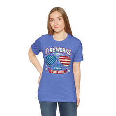 Fireworks Expert, If I Run You Run, Sunglasses  Graphic, Unisex Jersey Short Sleeve Tee