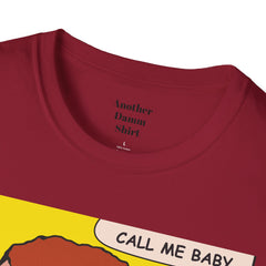Call Me Baby Unisex Softstyle T-Shirt  Pop Art Bearded Guy with a pacifier and a bow tie